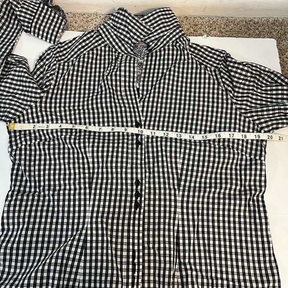 Buffalo black & white check Shirt Signature Larry Levine Long Sleeve Women's M - Picture 13 of 14